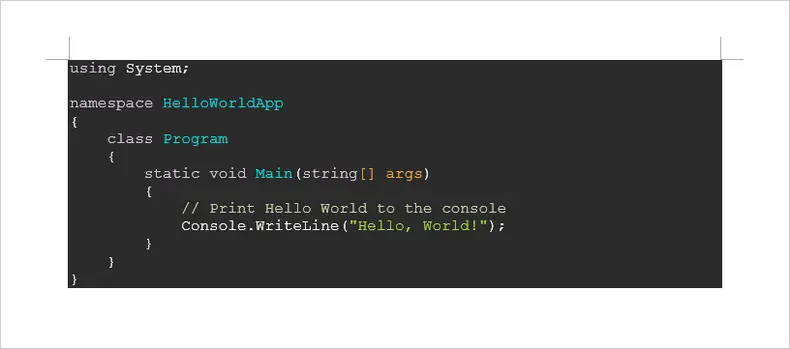 Format Code Using Word Add-ins