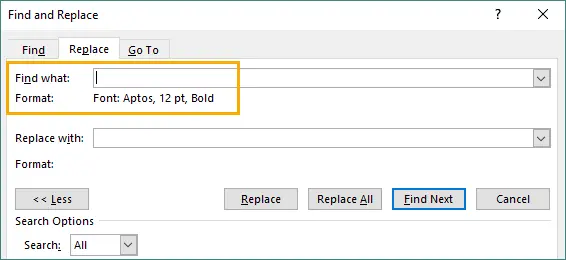Specify format to find