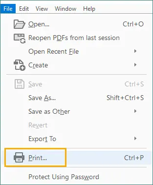 Allez dans Fichier puis Imprimer dans Adobe