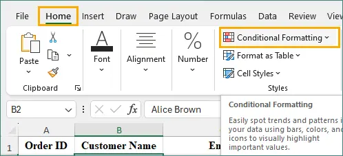 go to conditional formatting