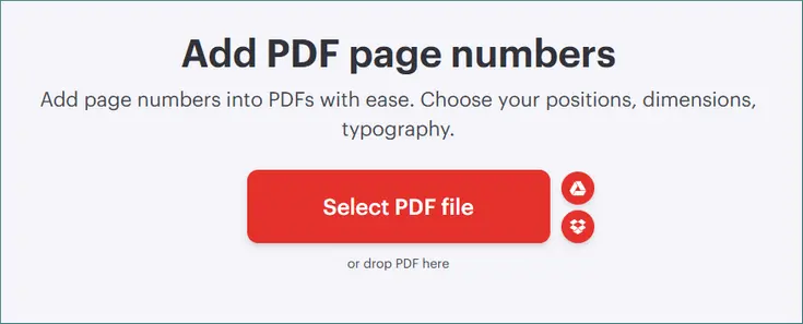 Vá para a ferramenta de adicionar número de página do ilovepdf