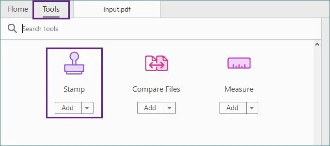 Go to tools then find stamp