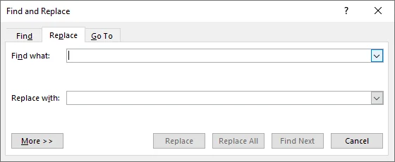 Apri la finestra di dialogo Trova e sostituisci in Word