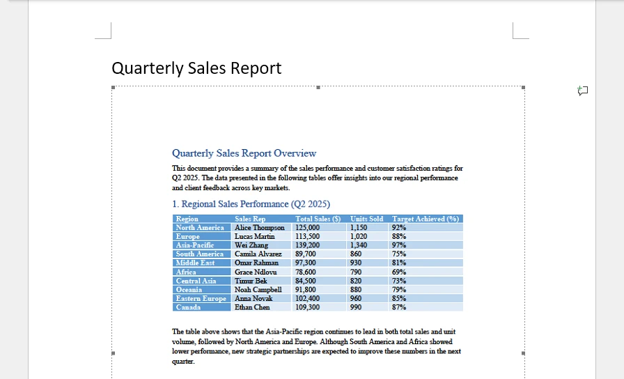 PDF Object in Microsoft Word