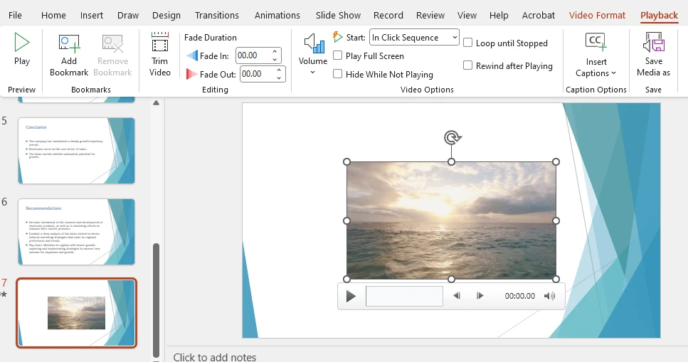 PowerPoint Playback Settings