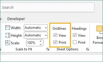 Locate gridlines section