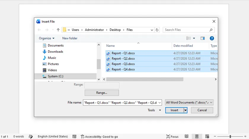Merge Word Files for a Unified Print Job