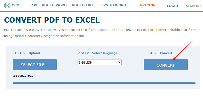 Online OCR PDF to Excel free converter