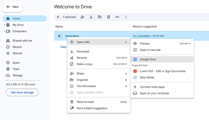 Abrir Word criptografado usando Google Docs