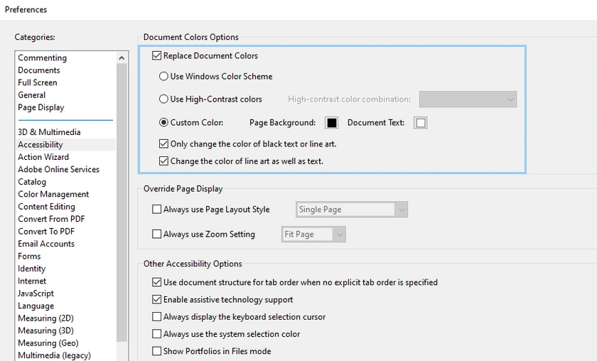 Просмотр в темном режиме в Adobe