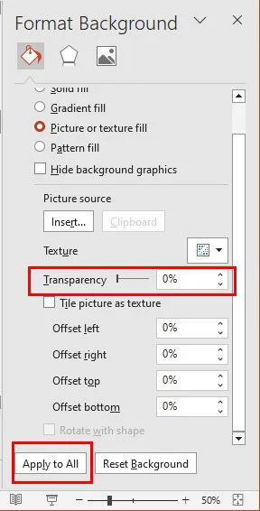 Set Transparency for the Background in PowerPoint