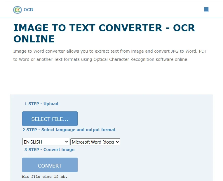 OnlineOCR.net - Un Conversor Gratuito de PNG a Word