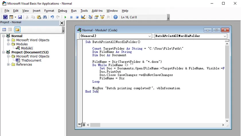 Print Multiple Word Documents Using VBA