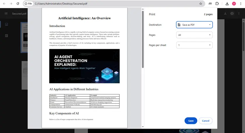 Print Copy-Protect PDF to a New PDF