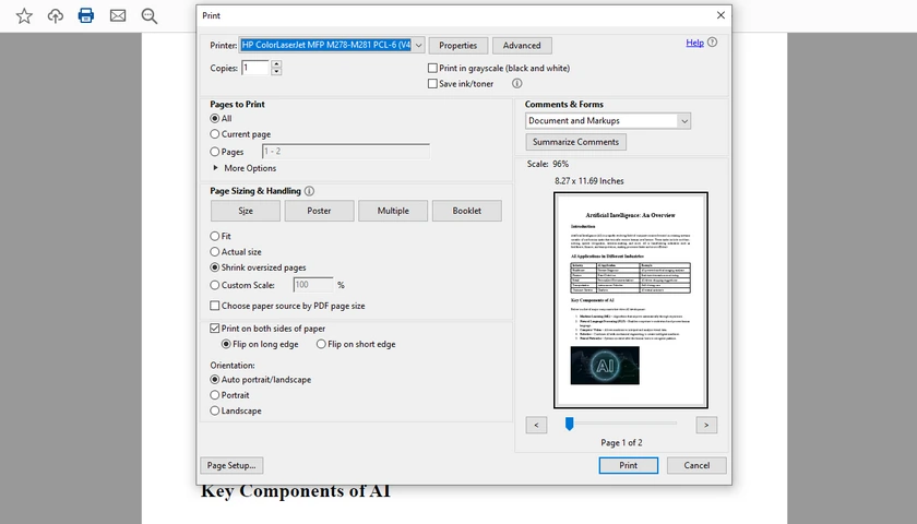 Imprimer des documents PDF avec Adobe