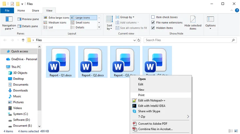 Print Word Files from File Explorer