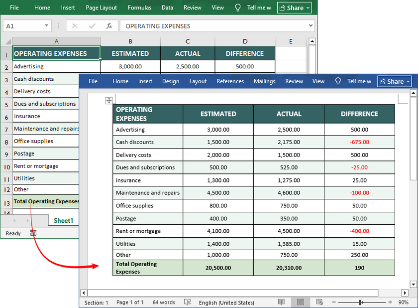 Convertir datos de Excel a tabla de Word usando Python