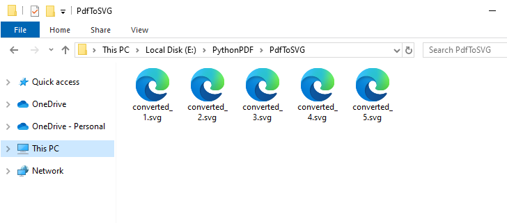 I file SVG di output convertiti da un PDF multipagina utilizzando Python