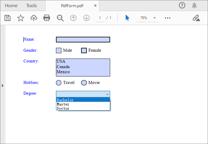 Create a fillable forms in PDF in Python