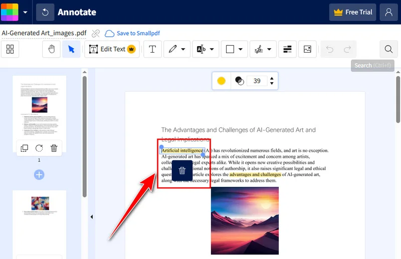 Remove Highlight from PDF Using Smallpdf