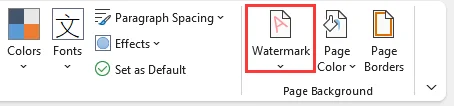 Click the Watermark button in Word ribbon