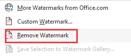 Select Remove Watermark to strip the watermark in your Word document