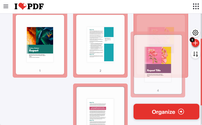 Ferramenta online gratuita para reorganizar páginas de PDF
