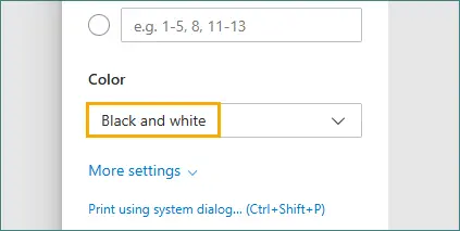Sélectionnez l'option Noir et blanc dans Edge