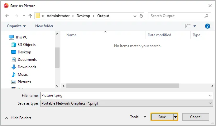 Save a picture in specified extension