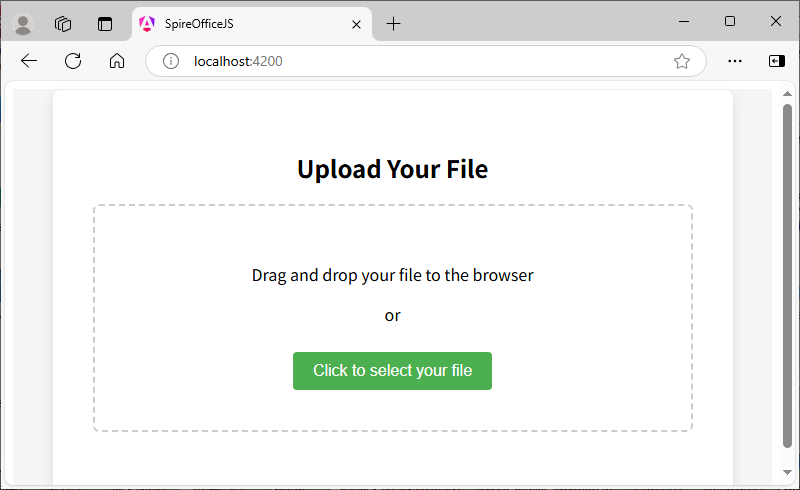File upload interface displayed in the browser
