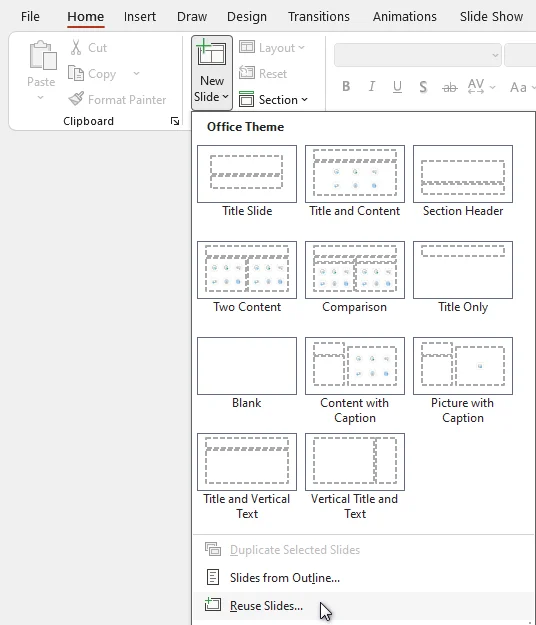 Split Large PPT into Multiple Files Using Reuse Slides Feature