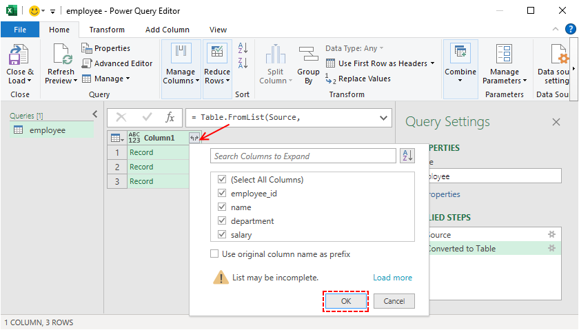 Expandir objetos anidados en columnas separadas.