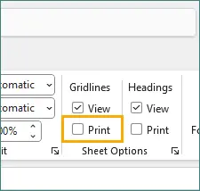Uncheck print option