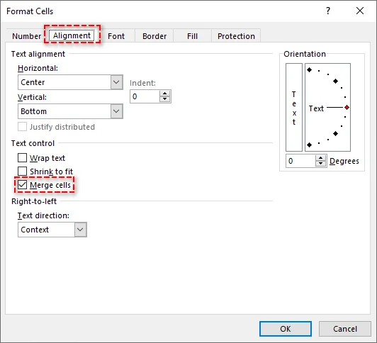 Romper celdas combinadas a través del Diálogo de Formato de Celdas