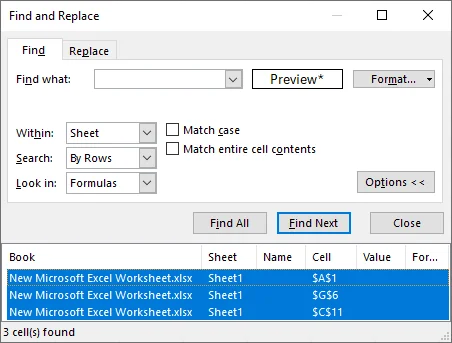 Resaltar Todas las Celdas Combinadas en los Resultados de Búsqueda de Excel