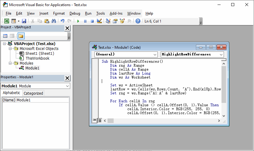 Macro VBA de Excel para comparar 2 columnas y resaltar diferencias