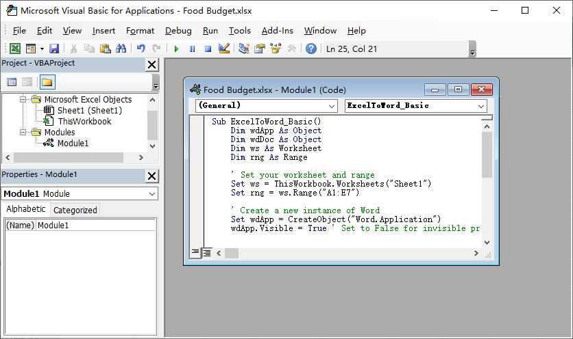 Automatizar la conversión de Excel a Word usando macros de VBA