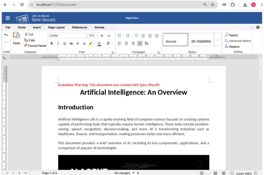 Start editing document