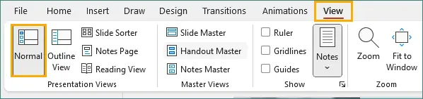 Switch to Normal View