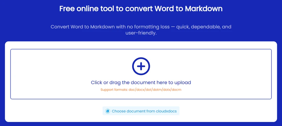 CloudXDocs Word to Markdown Converter